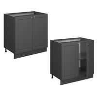 Vicco Mobile lavello cucina Landhaus antrazit-oro 80 cm con ripiano, senza piano di lavoro