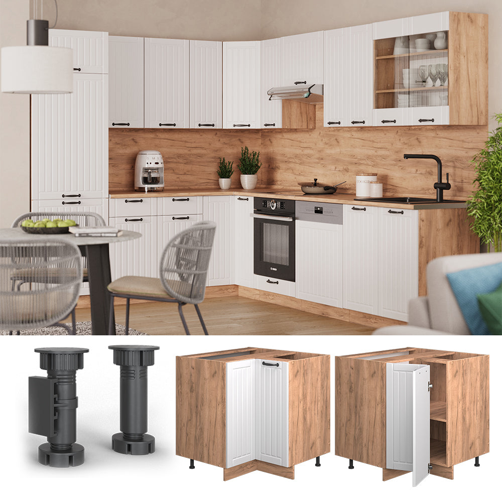 Vicco Mobile ad angolo cucina Bianco casa di campagna 80.5 cm , PL Rovere