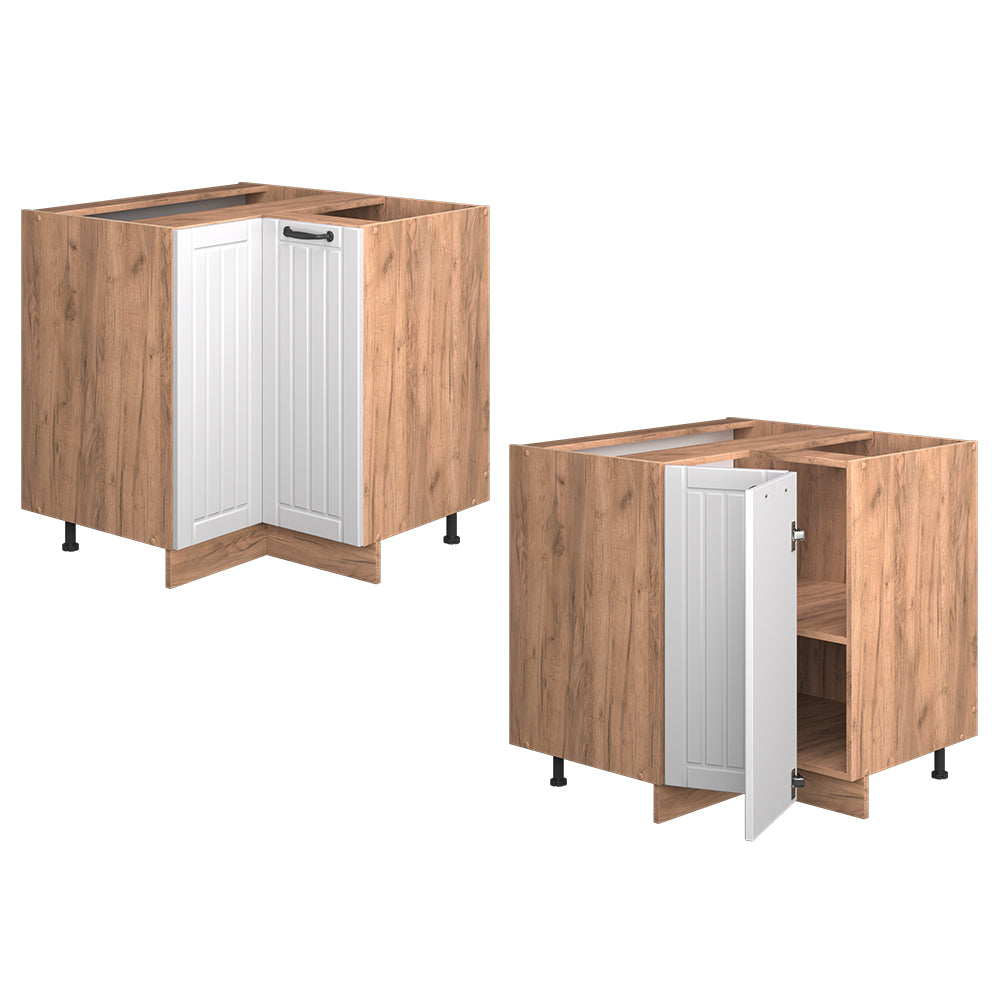 Vicco Mobile ad angolo cucina Bianco casa di campagna 80.5 cm , PL Rovere