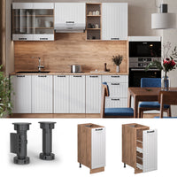 Vicco Armadio cucina dispensa alto Bianco casa di campagna 30 cm , PL Rovere