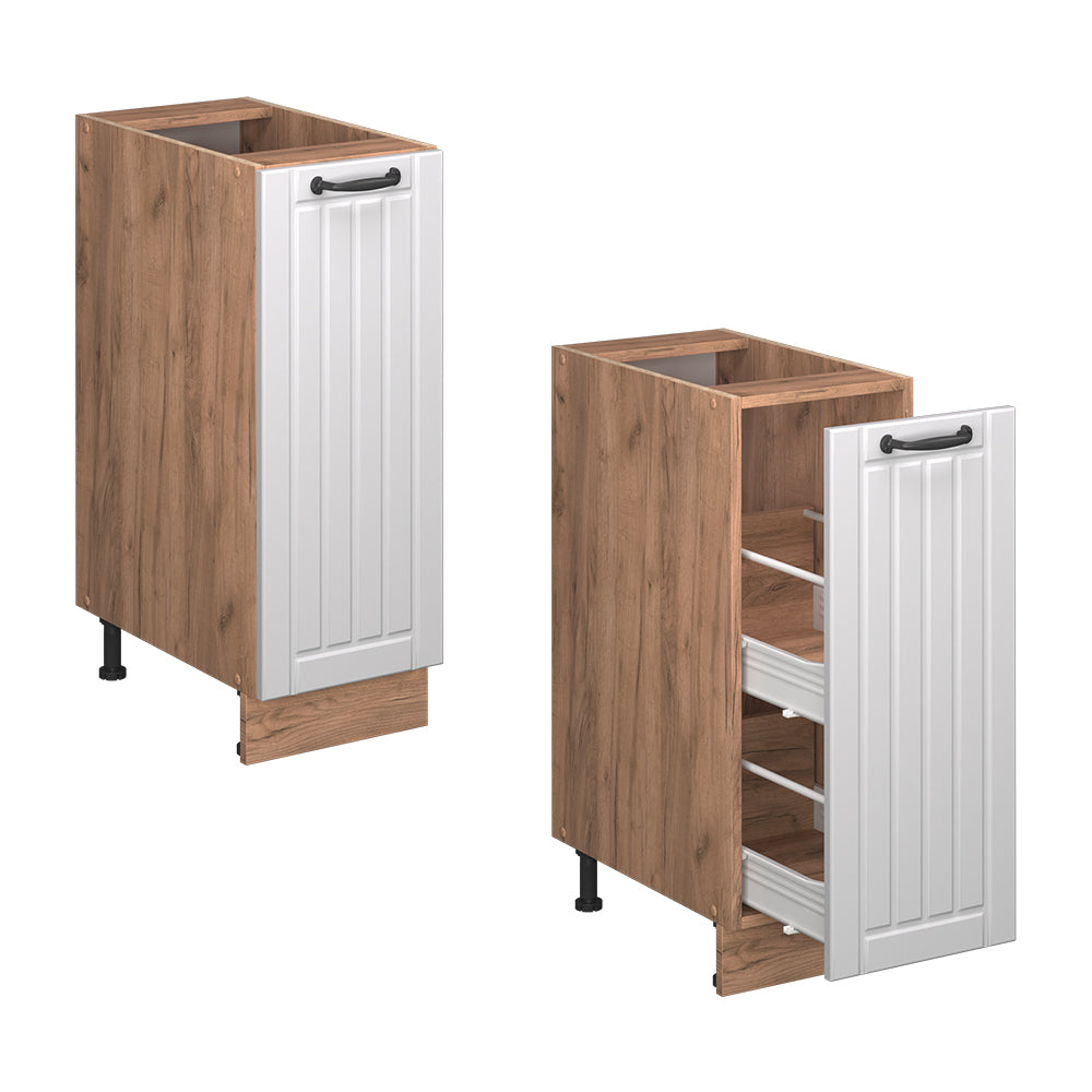 Vicco Armadio cucina dispensa alto Bianco casa di campagna 30 cm , PL Rovere