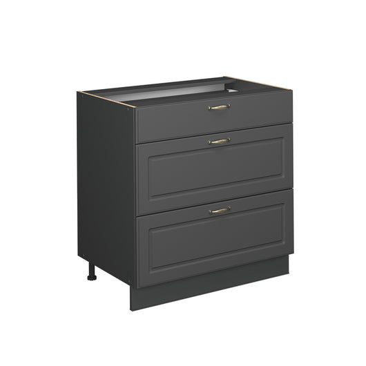 Vicco Mobiletto base per cucina Landhaus antrazit-oro 80 cm con 3 cassetti, senza piano di lavoro