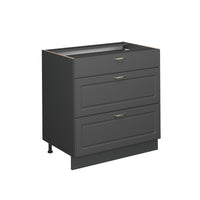 Vicco Mobiletto base per cucina Landhaus antrazit-oro 80 cm con 3 cassetti, PL Rovere