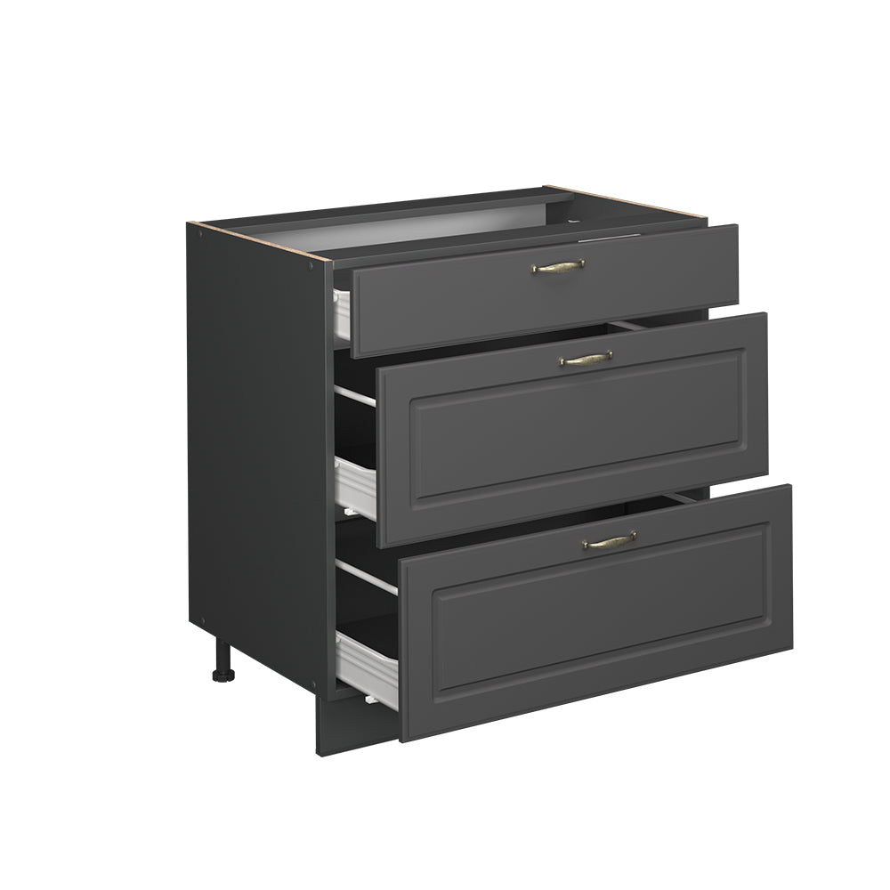 Vicco Mobiletto base per cucina Landhaus antrazit-oro 80 cm con 3 cassetti, PL Antracite