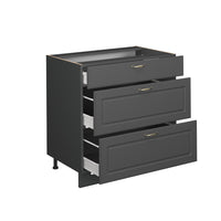 Vicco Mobiletto base per cucina Landhaus antrazit-oro 80 cm con 3 cassetti, PL Rovere