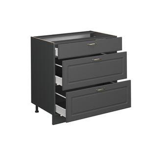 Vicco Mobiletto base per cucina Landhaus antrazit-oro 80 cm con 3 cassetti, PL Rovere