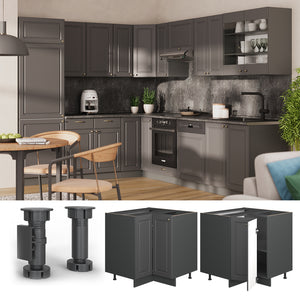 Vicco Mobile ad angolo cucina Landhaus antrazit-oro 80.5 cm senza piano di lavoro