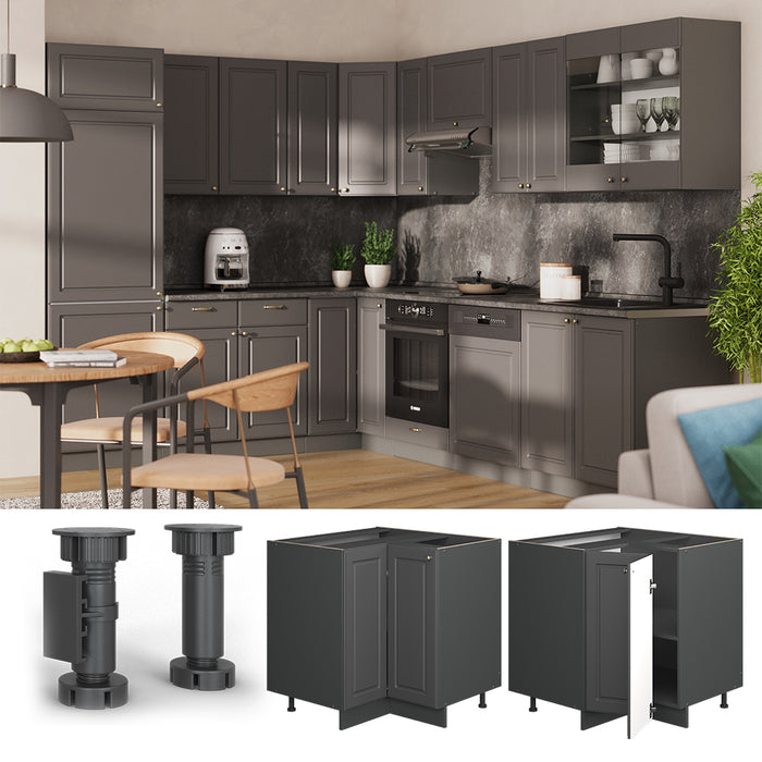 Vicco Mobile ad angolo cucina Landhaus antrazit-oro 80.5 cm senza piano di lavoro