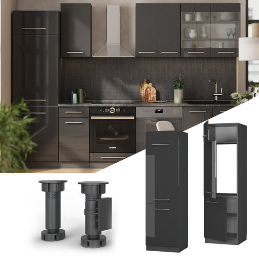 Vicco Armadio frigorifero Antracite lucido 60 cm