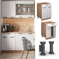 Vicco Mobiletto base per cucina Bianco casa di campagna 60 cm con cassetto, senza piano di lavoro