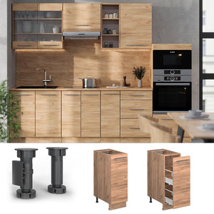 Vicco Armadio cucina dispensa alto Quercia dorata 30 cm , PL Antracite