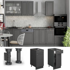 Vicco Mobiletto base per cucina Landhaus antrazit-oro 40 cm , PL Rovere