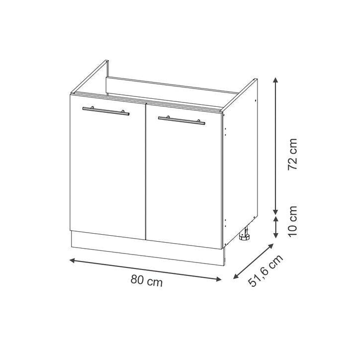 Vicco Mobile lavello cucina Bianco casa di campagna 80 cm , PL Antracite