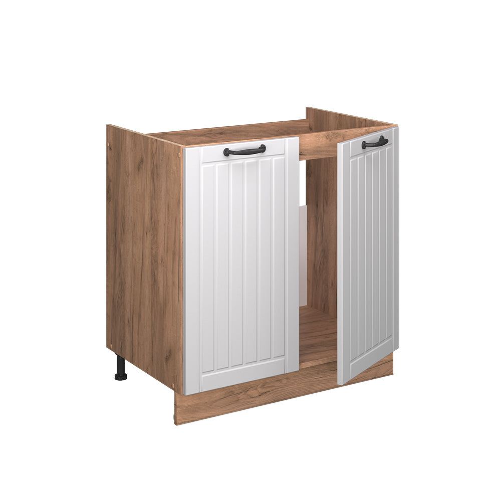 Vicco Mobile lavello cucina Bianco casa di campagna 80 cm , PL Marmo