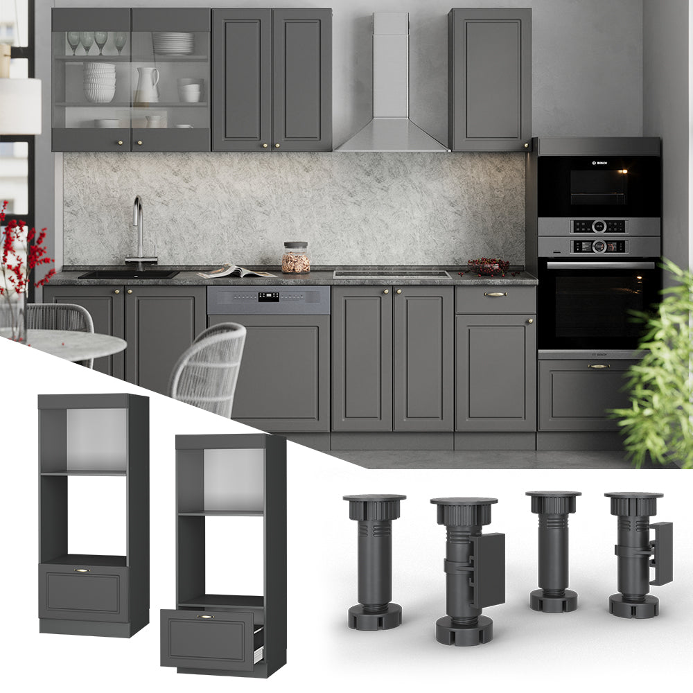 Vicco Set mobili bagno Landhaus antrazit-oro 60 cm aperto