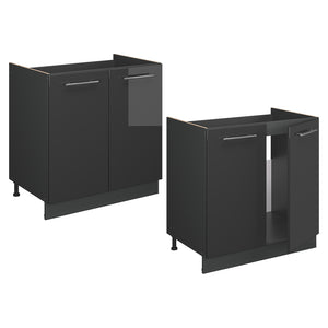 Vicco Mobile lavello cucina Antracite lucido 80 cm senza piano di lavoro