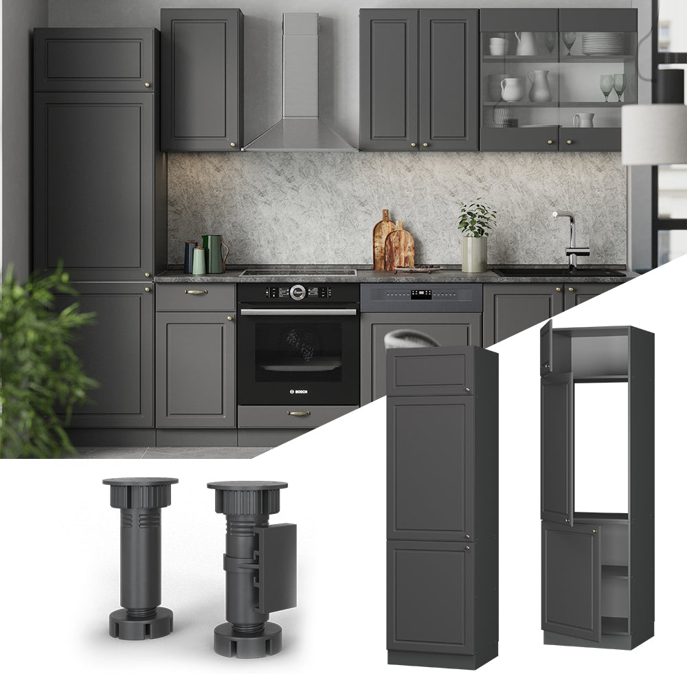 Vicco Armadio frigorifero Landhaus antrazit-oro 60 cm