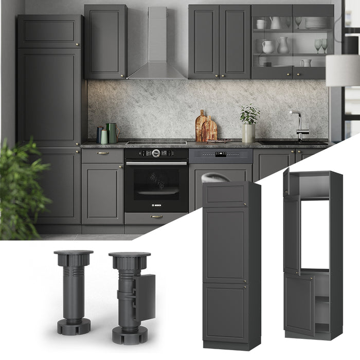 Vicco Armadio frigorifero Landhaus antrazit-oro 60 cm