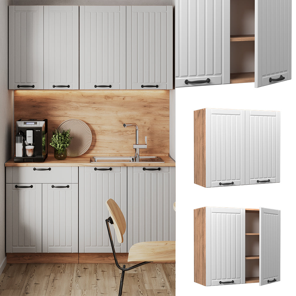 Vicco Mobile da cucina in vetro Bianco casa di campagna 80 cm