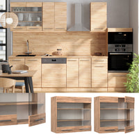 Vicco Mobile da cucina in vetro Quercia dorata 80 cm