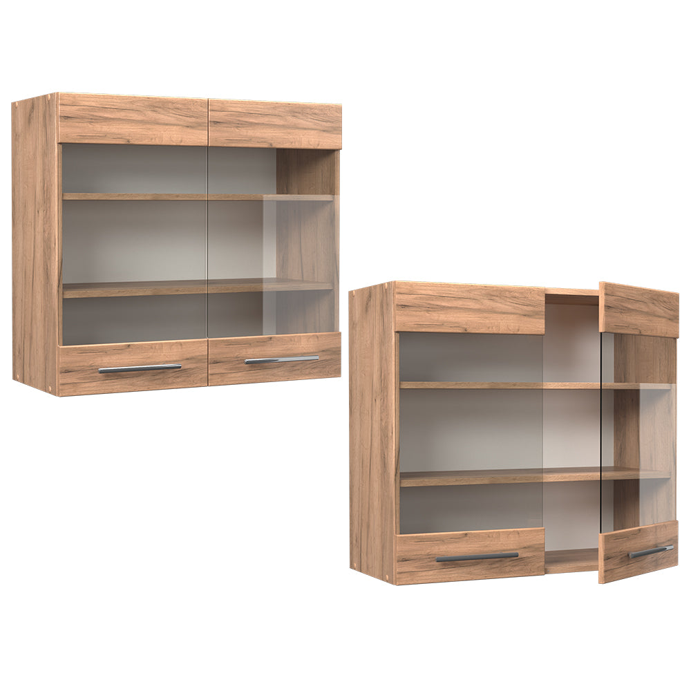 Vicco Mobile da cucina in vetro Quercia dorata 80 cm