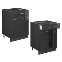 Vicco Mobiletto base per cucina Antracite lucido 60 cm con cassetto, PL Marmo