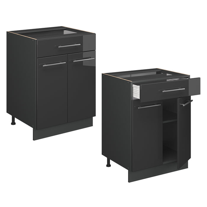 Vicco Mobiletto base per cucina Antracite lucido 60 cm con cassetto, PL Marmo