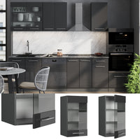 Vicco Mobile da cucina in vetro Antracite lucido 40 cm