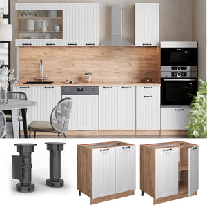 Vicco Mobiletto base cucina Bianco casa di campagna 80 cm con ripiano, PL Rovere