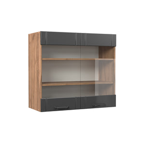 Vicco Mobile da cucina in vetro Grigio scuro 80 cm