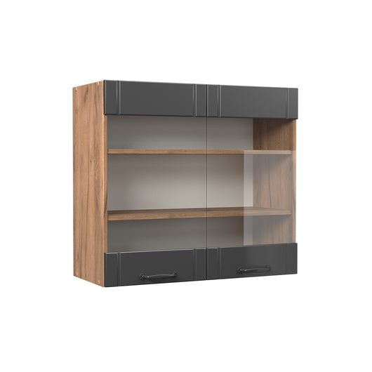 Vicco Mobile da cucina in vetro Grigio scuro 80 cm
