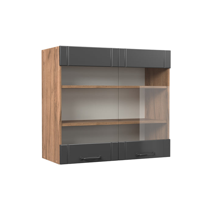 Vicco Mobile da cucina in vetro Grigio scuro 80 cm