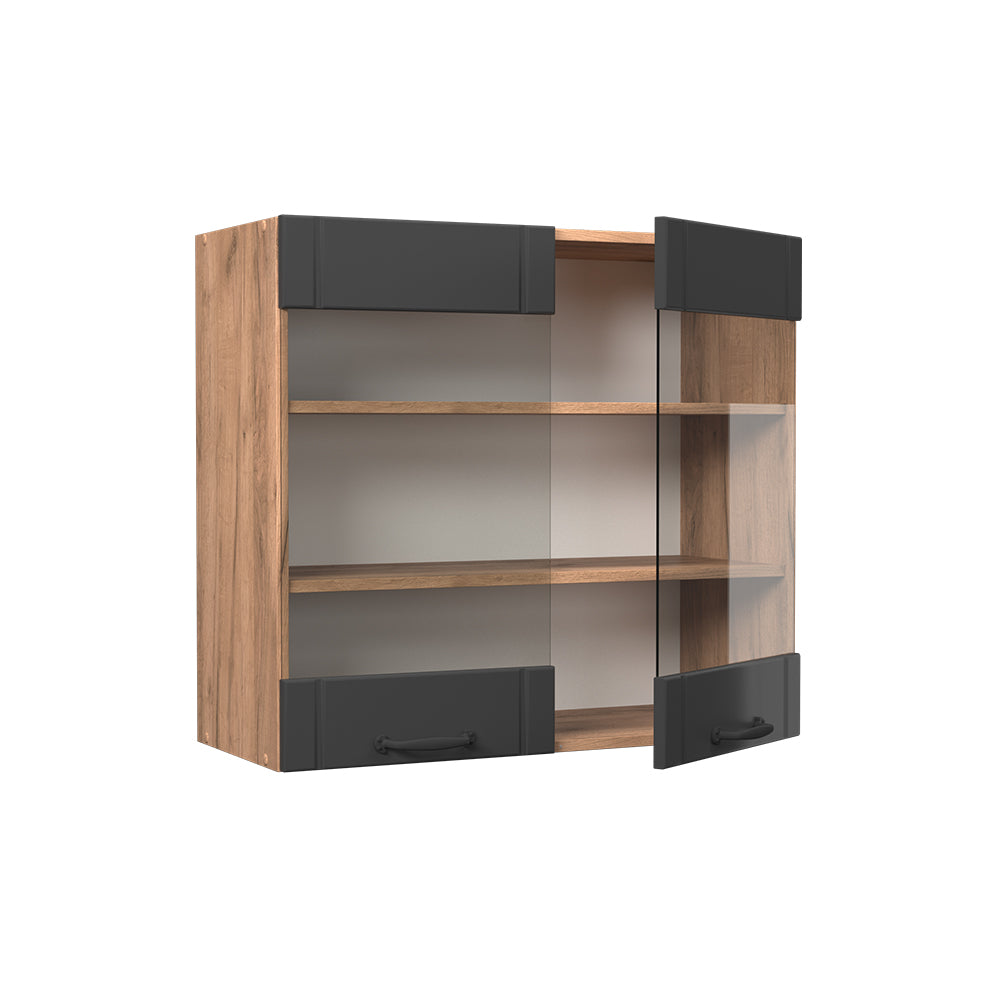 Vicco Mobile da cucina in vetro Grigio scuro 80 cm