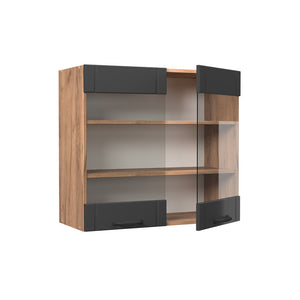 Vicco Mobile da cucina in vetro Grigio scuro 80 cm