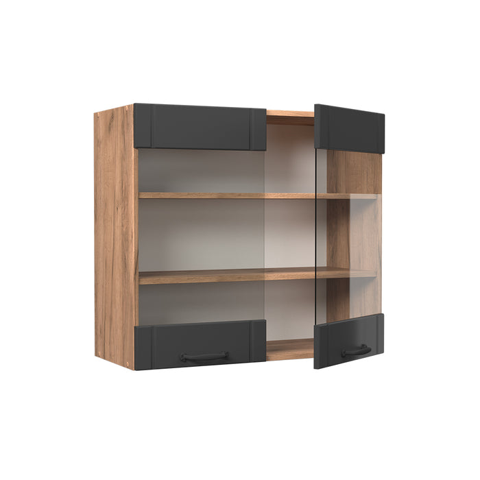 Vicco Mobile da cucina in vetro Grigio scuro 80 cm