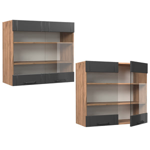 Vicco Mobile da cucina in vetro Grigio scuro 80 cm