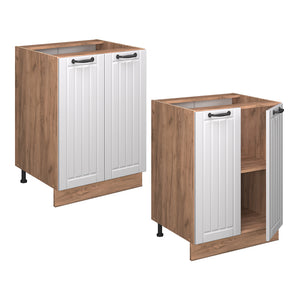 Vicco Mobiletto base cucina Bianco casa di campagna 60 cm , PL Rovere