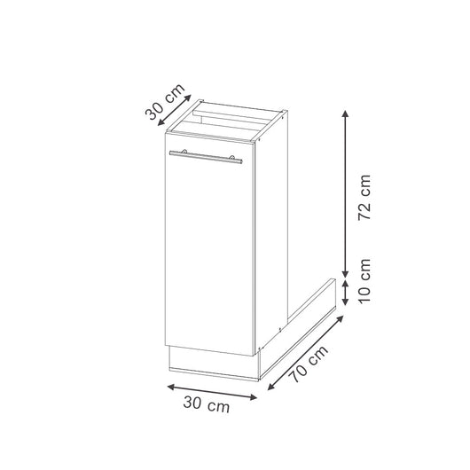 Vicco isola cucina Antracite lucido 30 cm senza piano di lavoro