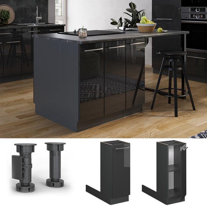 Vicco isola cucina Antracite lucido 30 cm senza piano di lavoro