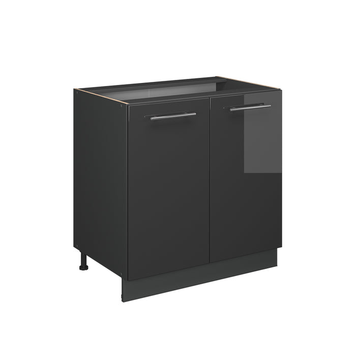 Vicco Mobile lavello cucina Antracite lucido 80 cm con ripiano, PL Marmo