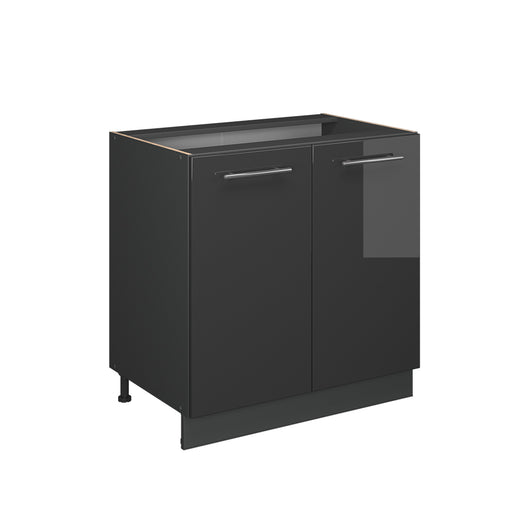 Vicco Mobile lavello cucina Antracite lucido 80 cm con ripiano, senza piano di lavoro