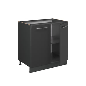 Vicco Mobile lavello cucina Antracite lucido 80 cm con ripiano, senza piano di lavoro