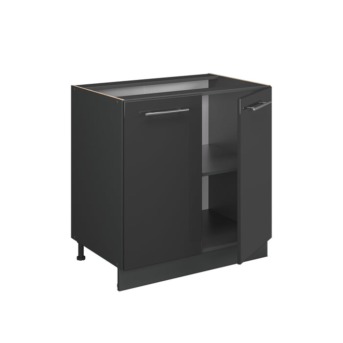 Vicco Mobile lavello cucina Antracite lucido 80 cm con ripiano, senza piano di lavoro