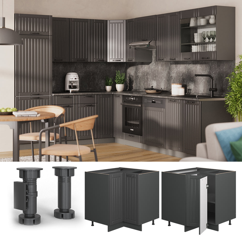 Vicco Mobile ad angolo cucina Grigio scuro 80.5 cm senza piano di lavoro
