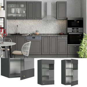 Vicco Mobile da cucina in vetro Landhaus antrazit-oro 40 cm