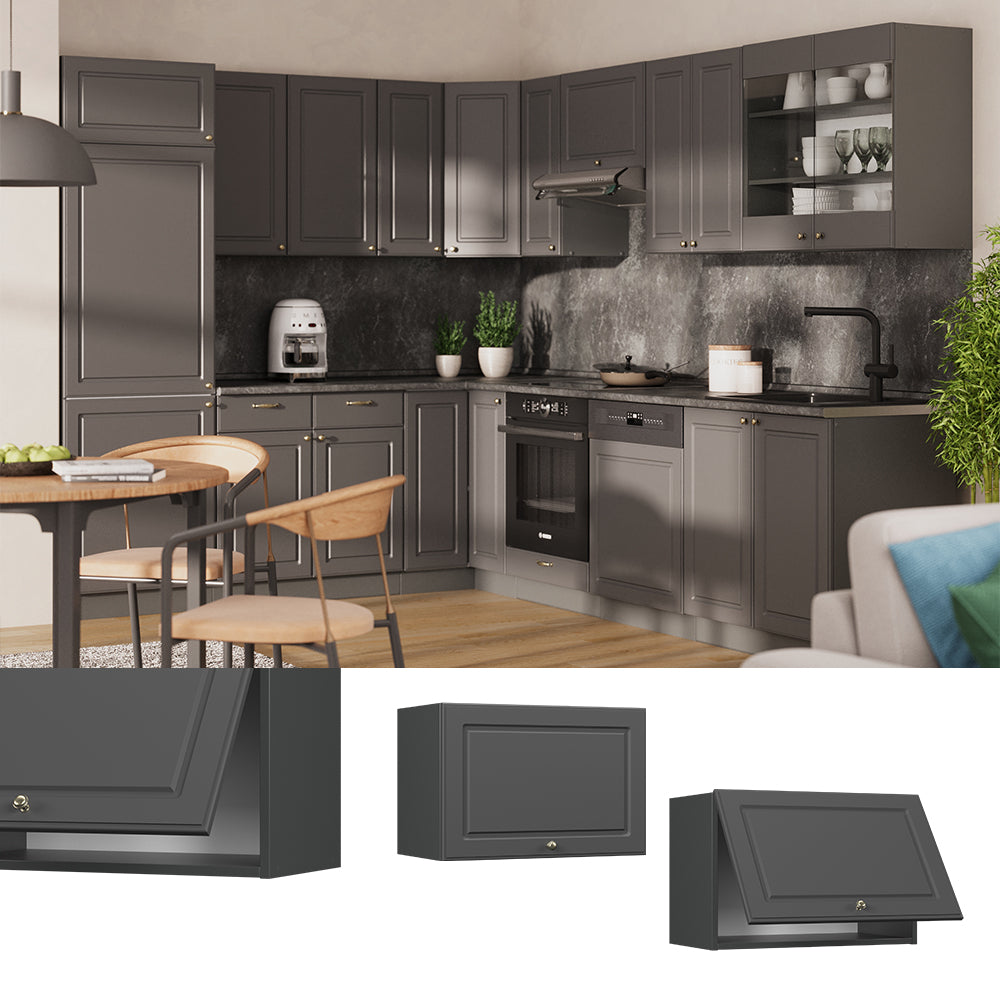 Vicco Pensile da cucina Landhaus antrazit-oro 60 cm Piatto