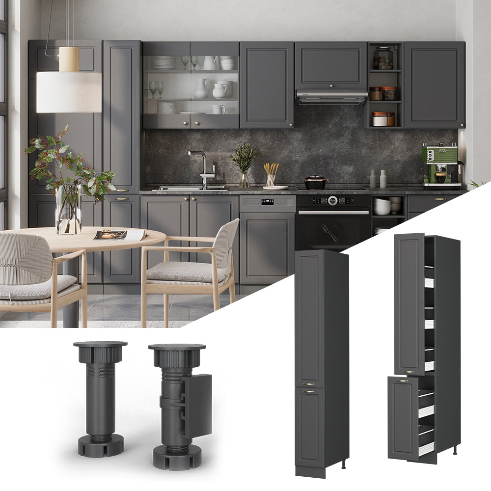 Vicco Mobiletto base per cucina Landhaus antrazit-oro 30 cm