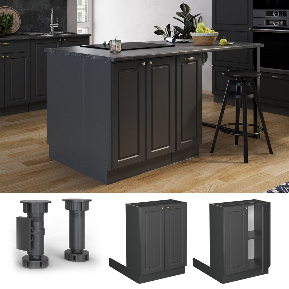 Vicco isola cucina Landhaus antrazit-oro 60 cm senza piano di lavoro