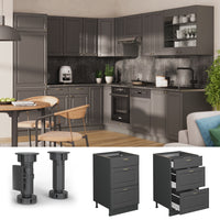 Vicco Mobiletto base per cucina Landhaus antrazit-oro 50 cm senza piano di lavoro