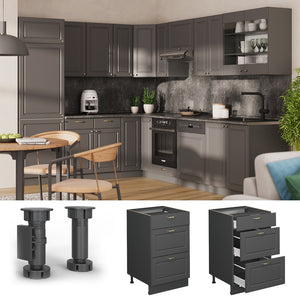 Vicco Mobiletto base per cucina Landhaus antrazit-oro 50 cm senza piano di lavoro